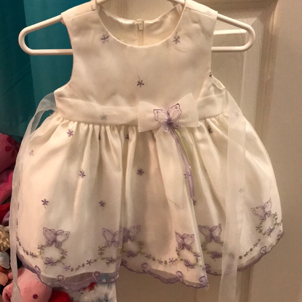 White with purple butterflies